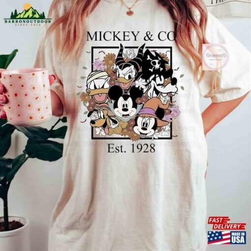 Mickey Disney Comfort Shirt Retro And Co Est 1928 Halloween Vintage Hoodie Sweatshirt