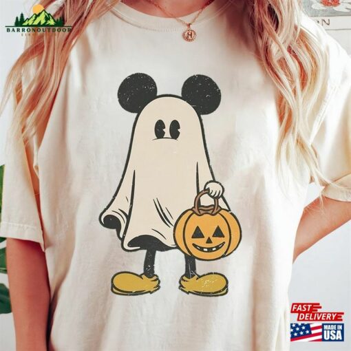 Mickey Ghost Halloween Comfort Color Shirt Retro Spooky Season Hoodie T-Shirt