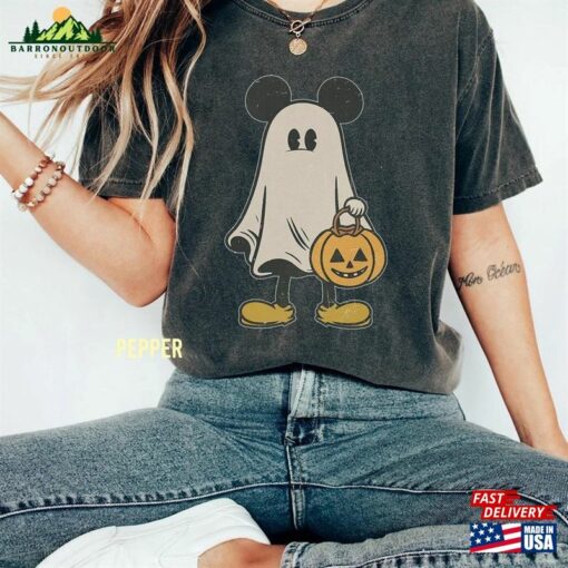 Mickey Ghost Halloween Comfort Color Shirt Retro Spooky Season Sweatshirt Unisex