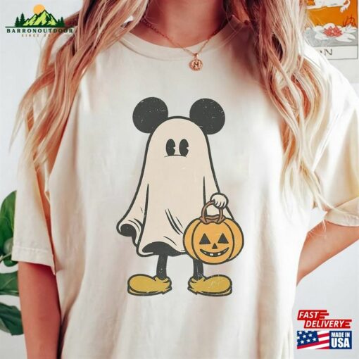 Mickey Ghost Halloween Comfort Color Shirt Retro Spooky Season Sweatshirt Unisex