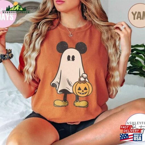 Mickey Ghost Halloween Comfort Color Shirt Retro Spooky Season T-Shirt Sweatshirt