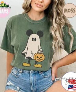 Mickey Ghost Halloween Comfort Color Shirt Retro Spooky Season T-Shirt Sweatshirt