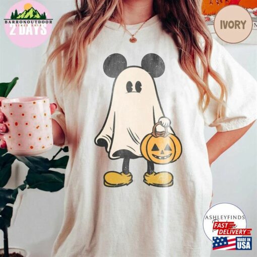 Mickey Ghost Halloween Comfort Color Shirt Retro Spooky Season T-Shirt Sweatshirt