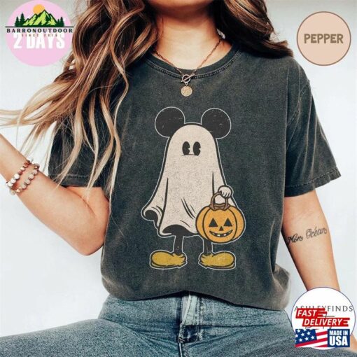 Mickey Ghost Halloween Comfort Color Shirt Retro Spooky Season T-Shirt Sweatshirt