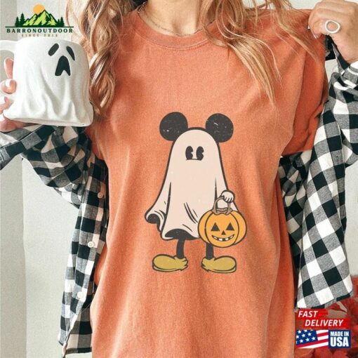 Mickey Ghost Halloween Comfort Color Shirt Retro Spooky Season Unisex Sweatshirt