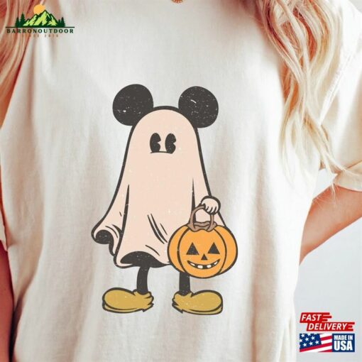 Mickey Ghost Halloween Comfort Color Shirt Retro Spooky Season Unisex Sweatshirt