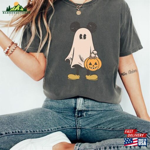 Mickey Ghost Halloween Comfort Color Shirt Retro Spooky Season Unisex Sweatshirt