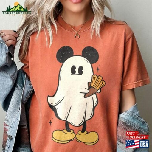 Mickey Ghost Halloween Comfort Color Shirts Retro Spooky Season T-Shirt Hoodie