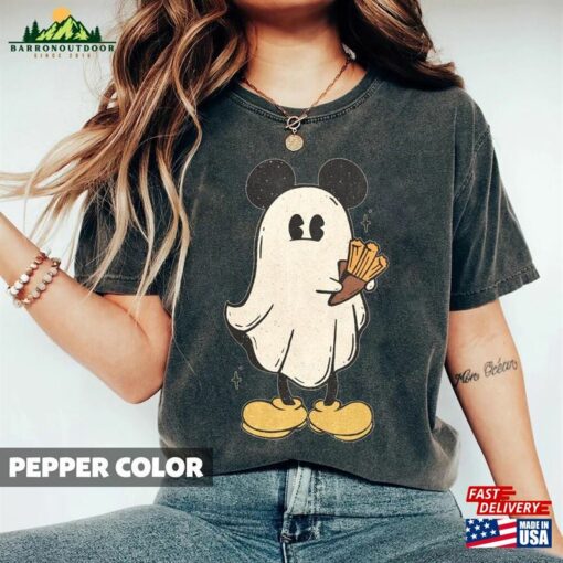 Mickey Ghost Halloween Comfort Color Shirts Retro Spooky Season T-Shirt Hoodie