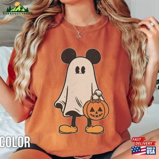 Mickey Ghost Halloween Comfort Colors Shirt Pumpkin Retro Spooky Season Sweatshirt Hoodie