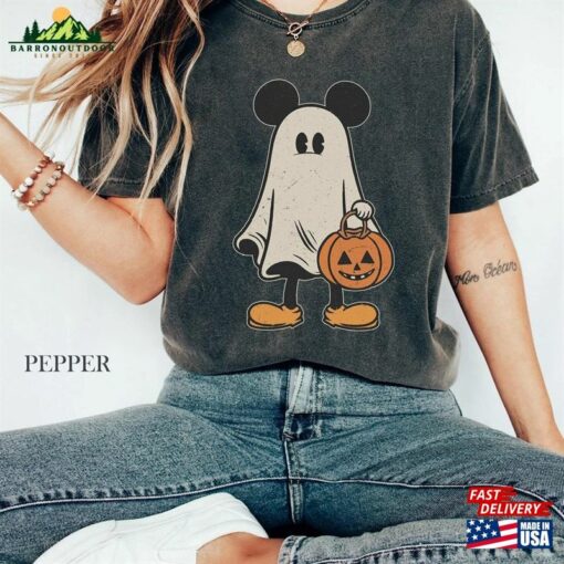 Mickey Ghost Halloween Comfort Colors Shirt Pumpkin Retro Spooky Season Sweatshirt Hoodie