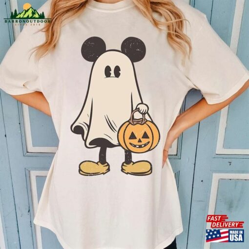 Mickey Ghost Halloween Comfort Colors Shirt Retro Spooky Season Disney Matching Classic Sweatshirt