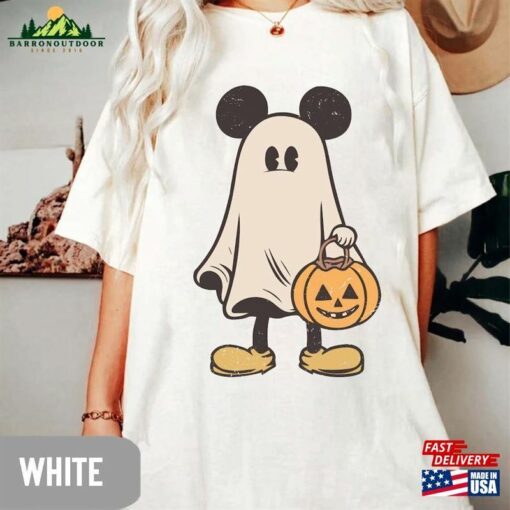 Mickey Ghost Halloween Comfort Colors Shirt Retro Spooky Season Disney Matching Classic Sweatshirt