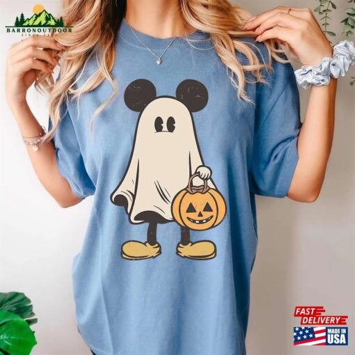 Mickey Ghost Halloween Comfort Colors Shirt Retro Spooky Season Disney Matching Classic Sweatshirt