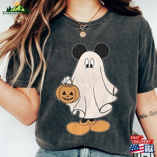 Mickey Ghost Halloween Comfort Colors Shirt Spooky Season Disney Hoodie T-Shirt