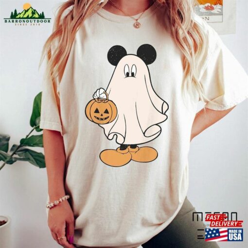 Mickey Ghost Halloween Comfort Colors Shirt Spooky Season Disney Hoodie T-Shirt