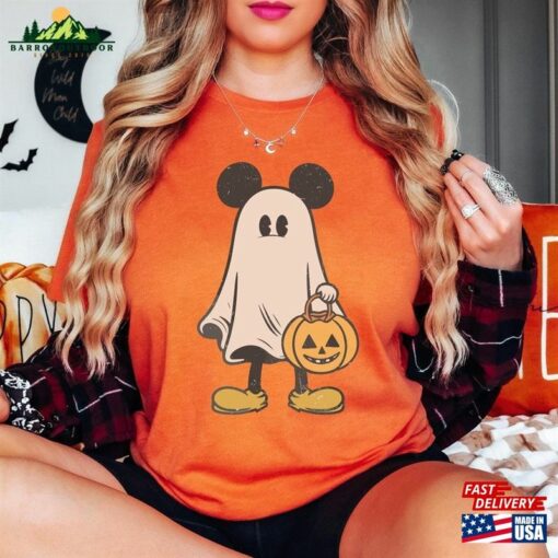 Mickey Ghost Halloween Shirt Retro Spooky Season Hoodie Unisex