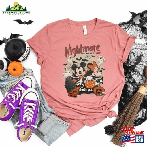 Mickey Minnie Halloween Shirts Nightmare On Main Street Vintage Disney Shirt Sweatshirt Hoodie