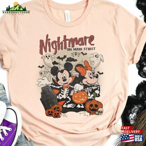 Mickey Minnie Halloween Shirts Nightmare On Main Street Vintage Disney Shirt Sweatshirt Hoodie