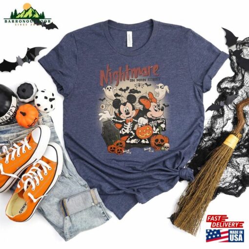 Mickey Minnie Halloween Shirts Nightmare On Main Street Vintage Disney Shirt Sweatshirt Hoodie