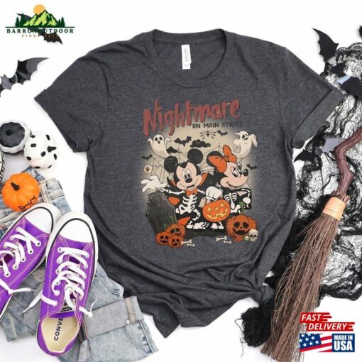 Mickey Minnie Halloween Shirts Nightmare On Main Street Vintage Disney Shirt Sweatshirt Hoodie