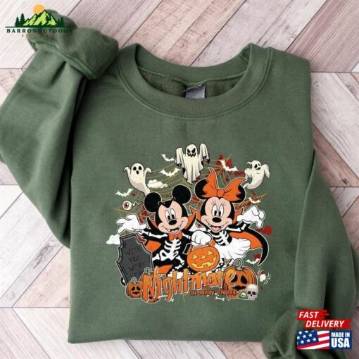 Mickey Minnie Halloween Shirts Vintage Disney Sweatshirt Nightmare On Main Street Unisex Hoodie