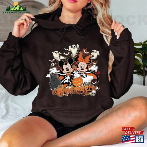 Mickey Minnie Halloween Shirts Vintage Disney Sweatshirt Nightmare On Main Street Unisex Hoodie