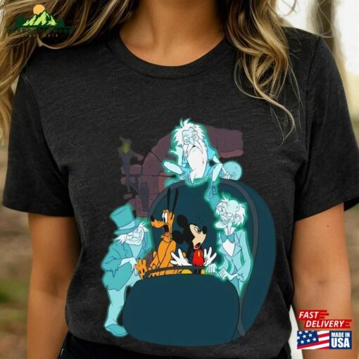 Mickey Pluto Hitchhiking Ghosts Disney Halloween Shirt Haunted Mansion Tee Disneyland Party Unisex T-Shirt