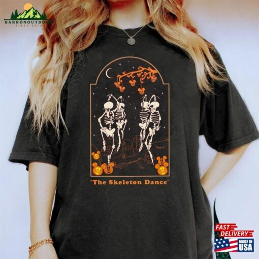 Mickey Pumpkin Silly Symphony The Skeleton Dance Shirt Disney Halloween Scary Movie T-Shirt Unisex