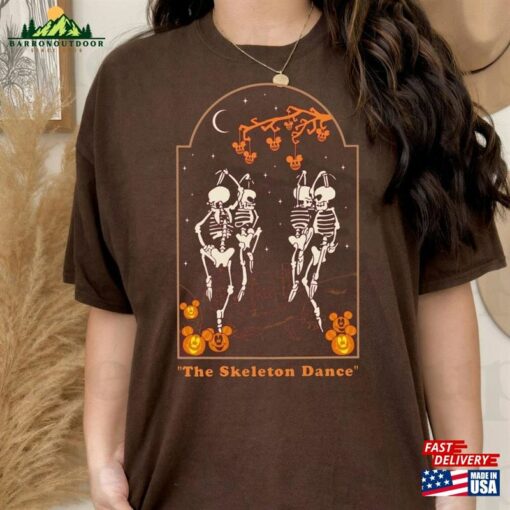 Mickey Pumpkin Silly Symphony The Skeleton Dance Shirt Disney Halloween Scary Movie T-Shirt Unisex