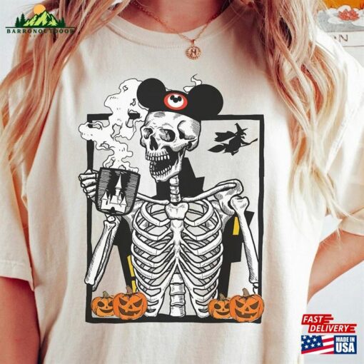 Mickey Skeleton Pumpkin Halloween 2023 Comfort Colors® Shirt Coffee T-Shirt Womens Fall Fashion Sweatshirt Unisex