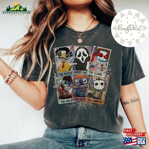 Mickey Stitch Horror Characters Costume Card Shirt Scary Vintage Retro Disney Halloween T-Shirt Sweatshirt