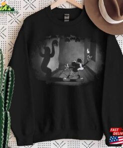 Mickey With Candle And A Ghost Shadow Halloween Vintage T-Shirt Unisex Sweatshirt