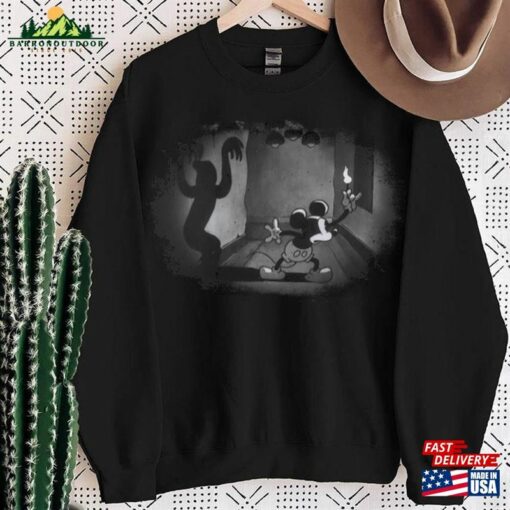 Mickey With Candle And A Ghost Shadow Halloween Vintage T-Shirt Unisex Sweatshirt