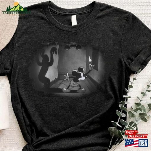 Mickey With Candle And A Ghost Shadow Halloween Vintage T-Shirt Unisex Sweatshirt