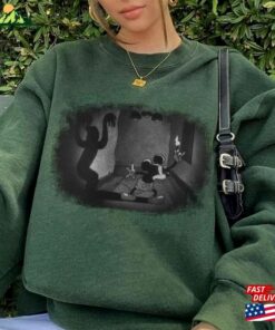 Mickey With Candle And A Ghost Shadow Halloween Vintage T Shirt Unisex Sweatshirt 4