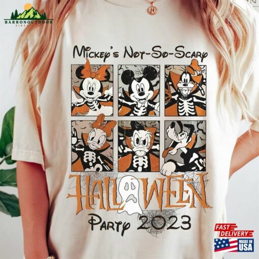 Mickey’s Not So Scary Halloween Party 2023 Comfort Colors Shirt And Friends Skeleton Sweatshirt T-Shirt