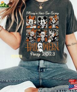 Mickey’s Not So Scary Halloween Party 2023 Comfort Colors Shirt And Friends Skeleton Sweatshirt T-Shirt