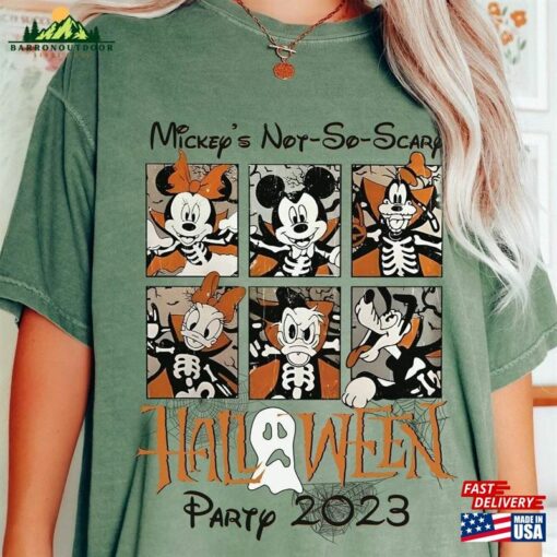 Mickey’s Not So Scary Halloween Party 2023 Comfort Colors Shirt And Friends Skeleton Sweatshirt T-Shirt