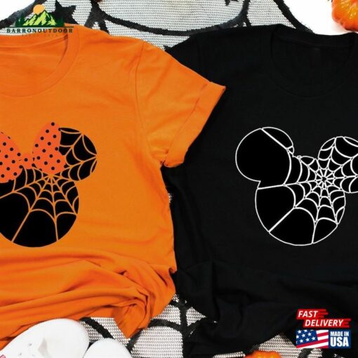 Minnie And Mickey Spider Web Shirts Halloween Matching Tee Disney Gift For Couple Classic Sweatshirt