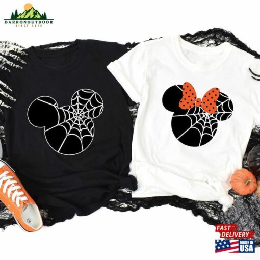 Minnie And Mickey Spider Web Shirts Halloween Matching Tee Disney Gift For Couple Classic Sweatshirt