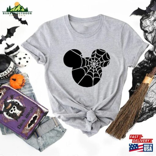 Minnie And Mickey Spider Web Shirts Halloween Matching Tee Disney Gift For Couple Classic Sweatshirt