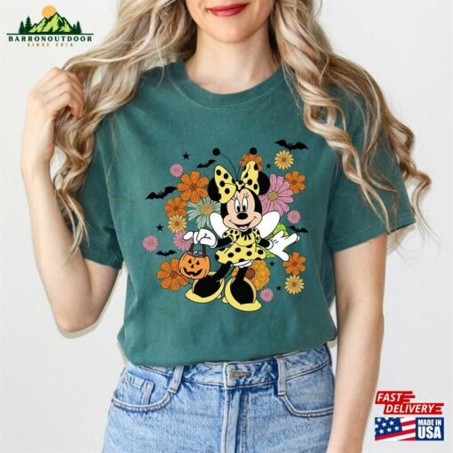 Minnie Floral Halloween Comfort Color Shirt Disney Women Girl Party Hoodie Sweatshirt