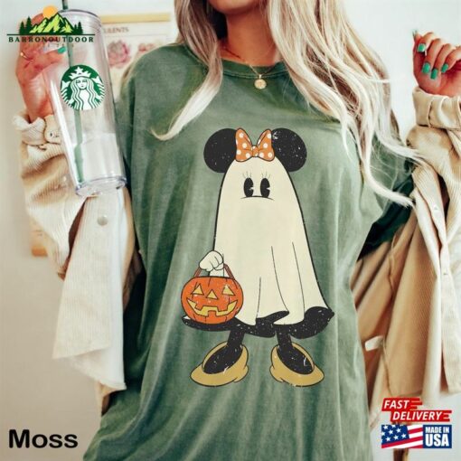 Minnie Ghost Halloween Comfort Color Shirt Retro Spooky Season Mickey Hoodie Sweatshirt