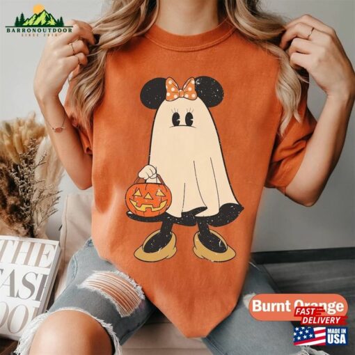 Minnie Ghost Halloween Comfort Color Shirt Retro Spooky Season Mickey Hoodie Sweatshirt