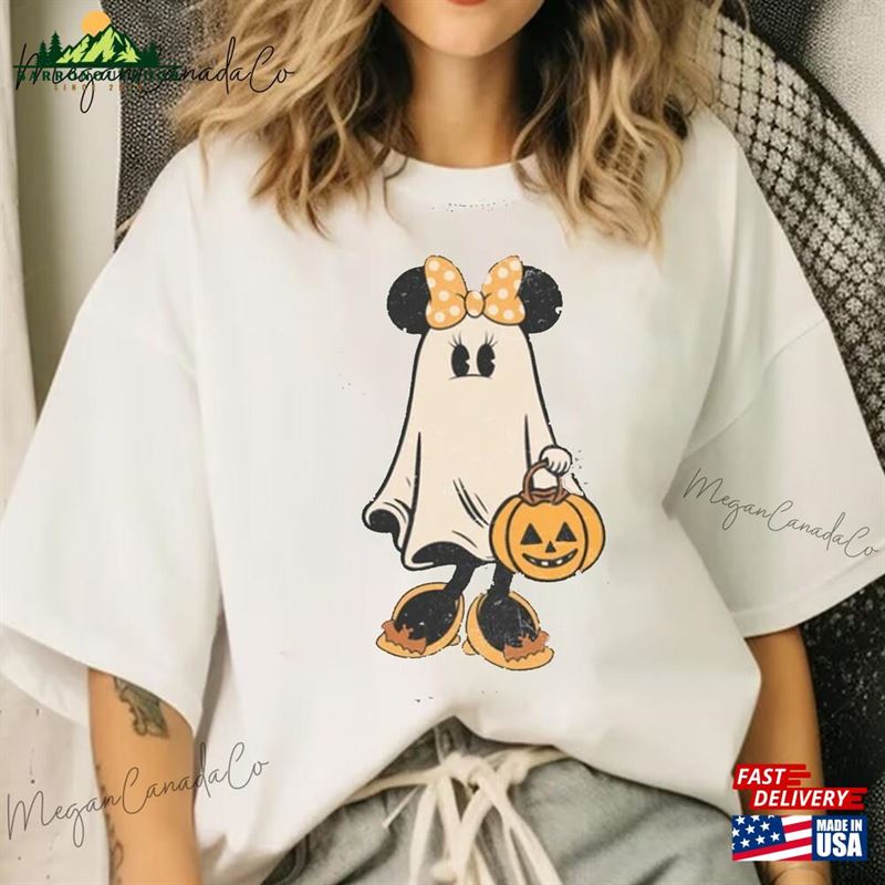 Minnie Ghost Halloween Comfort Color Shirt Vintage Spooky Season Micke Sweatshirt Hoodie