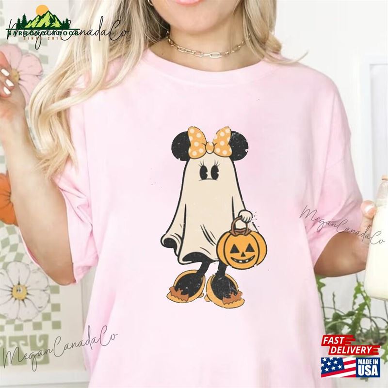 Minnie Ghost Halloween Comfort Color Shirt Vintage Spooky Season Micke Sweatshirt Hoodie