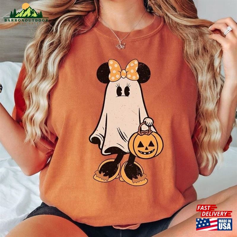 Minnie Ghost Halloween Comfort Color Shirt Vintage Spooky Season Mickey Hoodie Classic