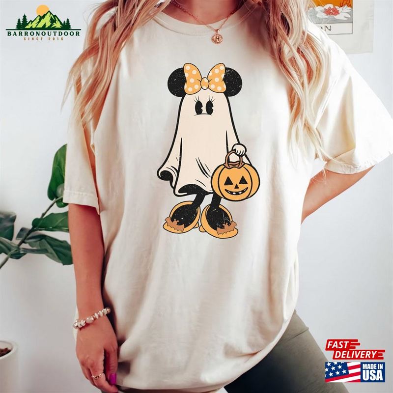 Minnie Ghost Halloween Comfort Color Shirt Vintage Spooky Season Mickey Hoodie Classic