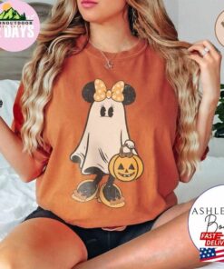 Minnie Ghost Halloween Comfort Color Shirt Vintage Spooky Season Mickey Hoodie Unisex